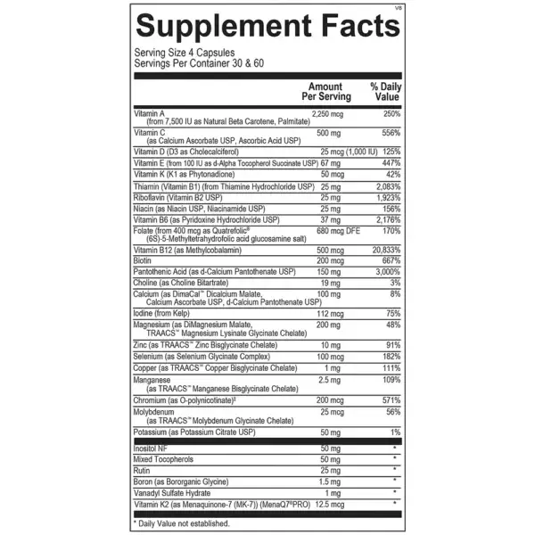 Alpha Base Without Iron - Supplement Facts