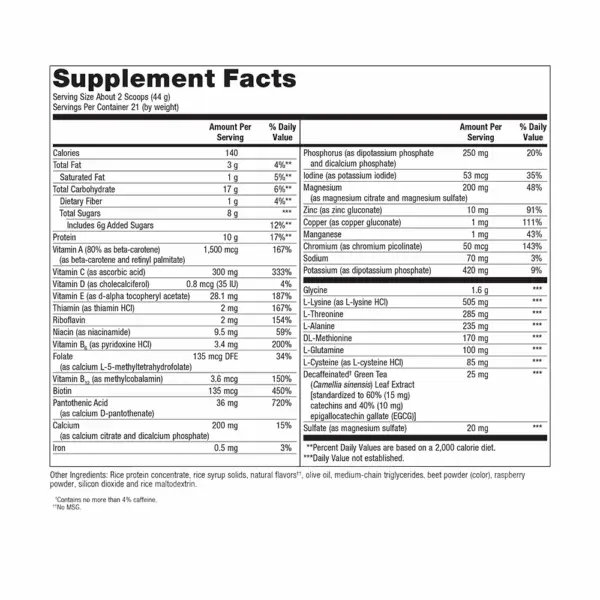 UltraClear Plus Detox Powder - Supplement Facts