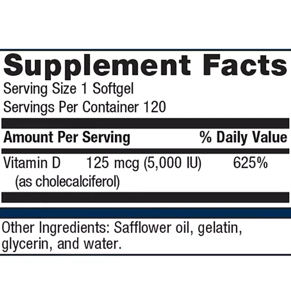 D3 5000 - Supplement Facts