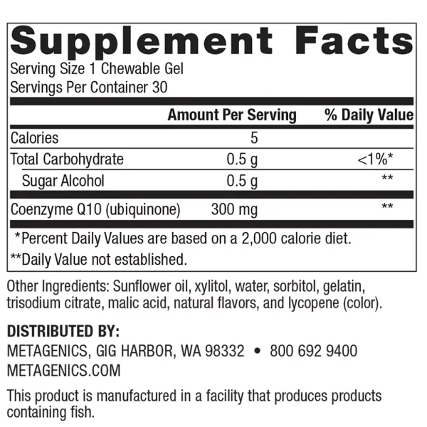NutraGems CoQ10 300 - Supplement Facts