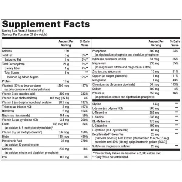 UltraClear Plus PH - PB Supplement Facts