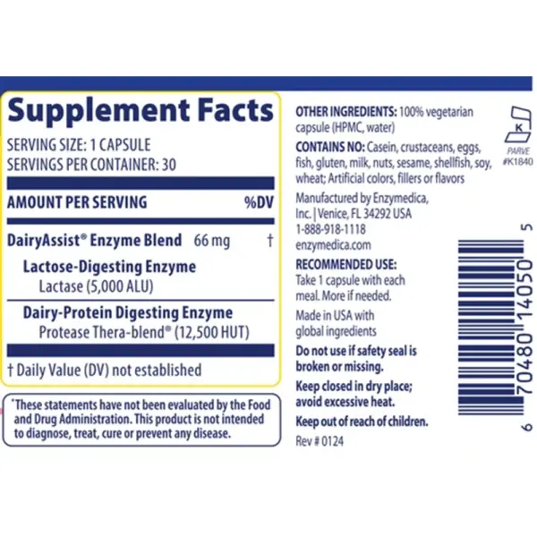 Dairy Assist - Supplement Facts