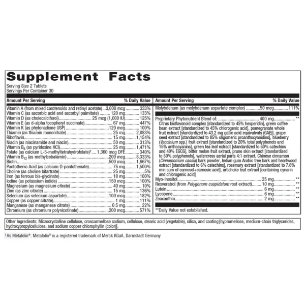 PhytoMulti with Iron - Supplement Facts