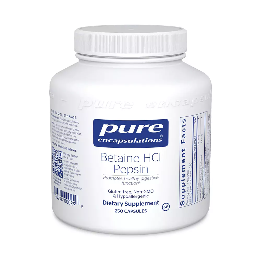 Betaine HCI Pepsin - 250 Capsules