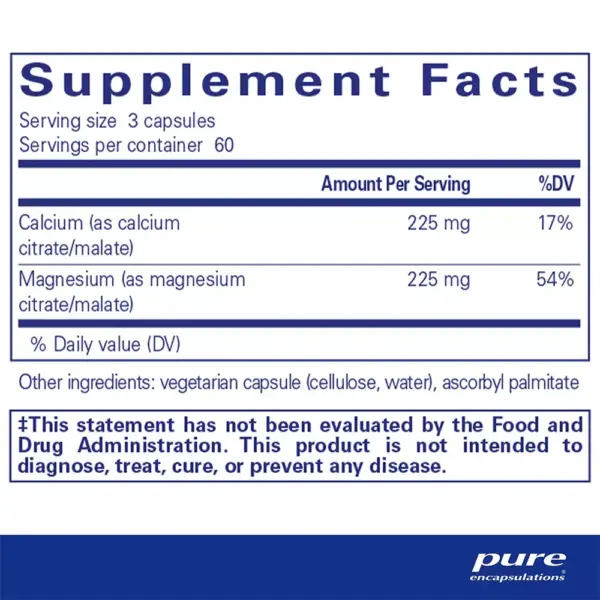 Calcium Magnesium Citrate-Malate Supplement Facts