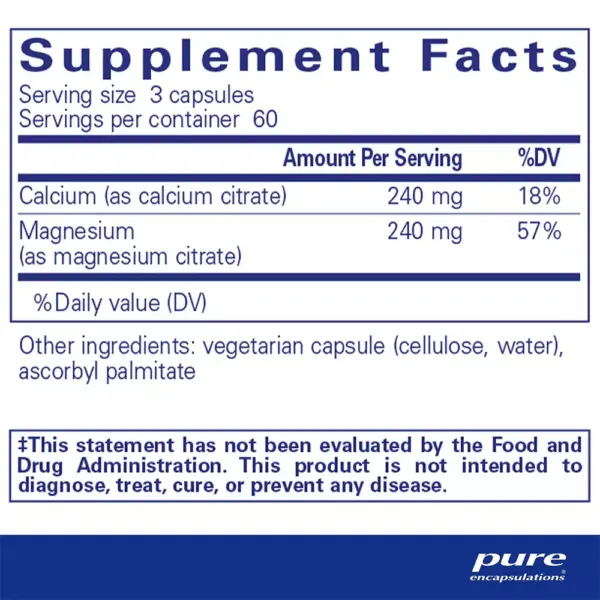 Calcium Magnesium Citrate - Supplement Facts