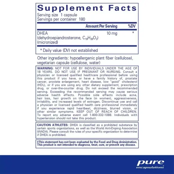 DHEA 10mg - Supplement Facts
