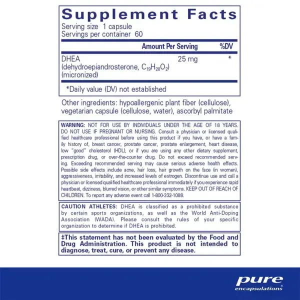 DHEA 25mg - Supplement Facts