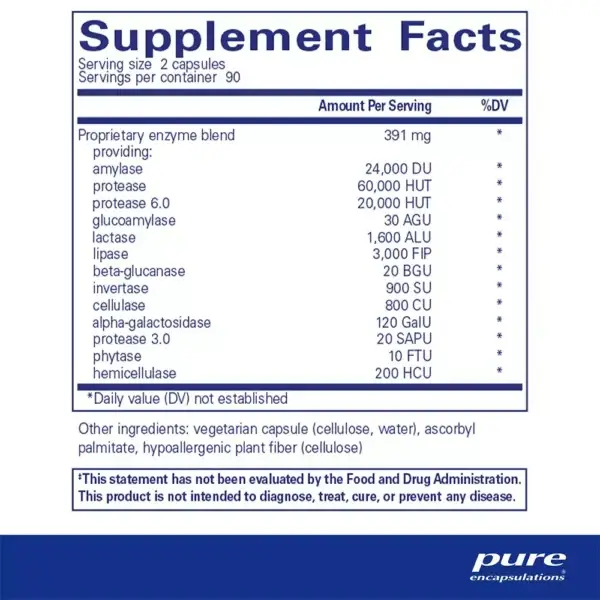 Digestive Enzymes Ultra - 180 Capsules Supplement Facts