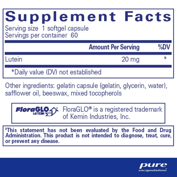 Lutein 20mg - Supplement Facts