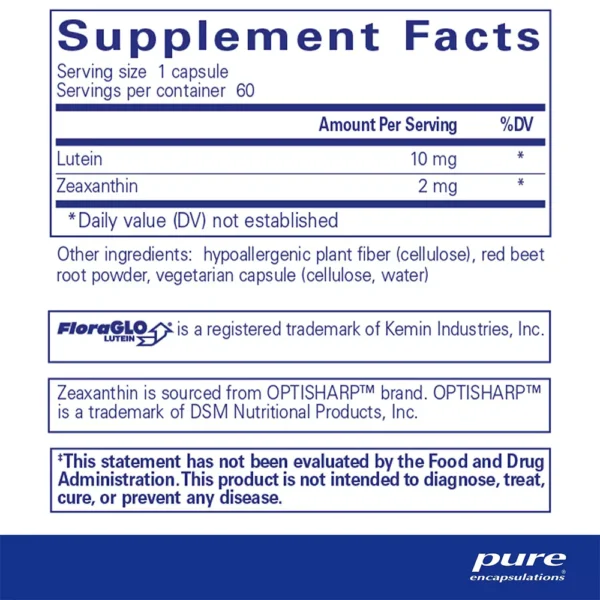 Lutein Zeaxanthin - Supplement Facts