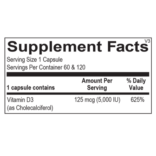 Vitamin D 5000 IU - 60 Supplement Facts