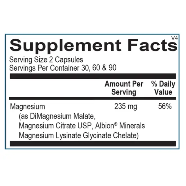 Reacted Magnesium 180 - Supplement Facts