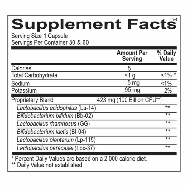 Ortho Biotic 100 - Supplement Facts