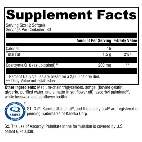 CoQmax Ubiquinol - Supplement Facts
