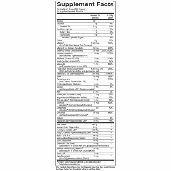 MitoCORE Strawberry - Supplement Facts