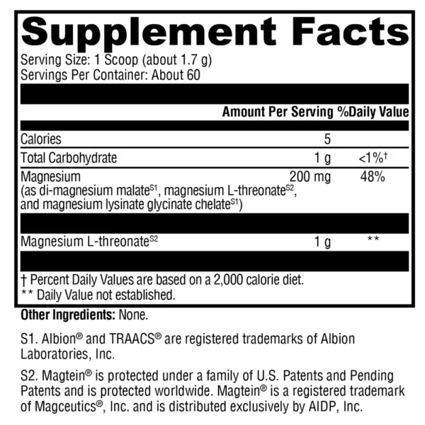 OptiMag Neuro Unflavored - Supplement Facts